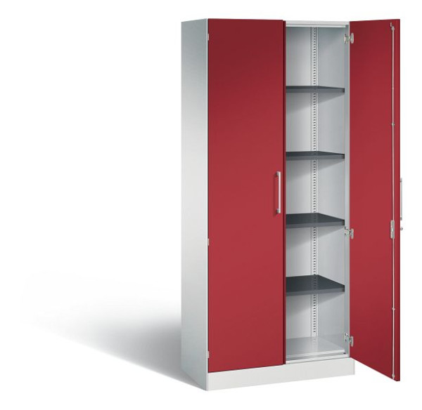 C+P Flügeltürenschrank Asisto, H1980xB800xT435mm, Farbe: Lichtgrau / Rubinrot, Bügelgriff, 5 OH, 141003-000 S10198