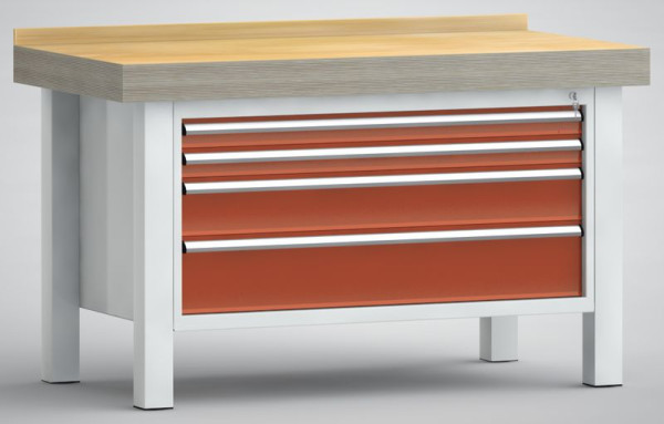 KLW Profi-Schwerlast-Werkbank, 1500 x 800 x 900 mm L x T x H, VU: 100 % ausziehbar, Tragkraft 200 kg bei gleich verteilter Last, WPX01N-1500M100-E7015