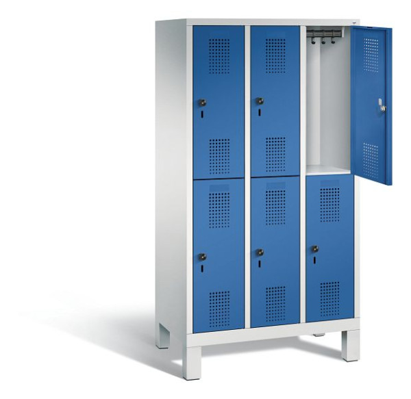 C+P Spind doppelstöckig Evolo, H1650xB900xT500mm, Farbe: Lichtgrau / Enzianblau, 483106-30 S10031