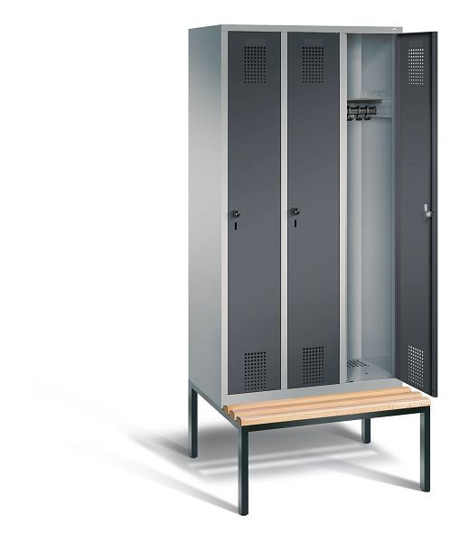 C+P Garderobenschrank Evolo, H2090xB900xT815mm, Farbe: Weißaluminium / Anthrazitgrau, 48050-30 S10590
