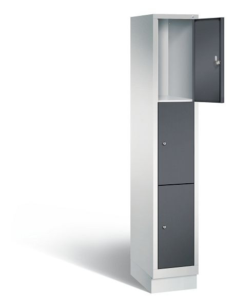 C+P Schließfachschrank Evolo, H1800xB320xT500mm, Farbe: Lichtgrau / Schwarzgrau, 48020-103 S10061