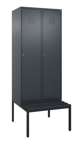 C+P Umkleidespind Classic PLUS mit Mitteltrennwand, 2 Abteile, 2120x800x815mm, 7016/7016, Zylinderschlösser, 0800507-22F S10027