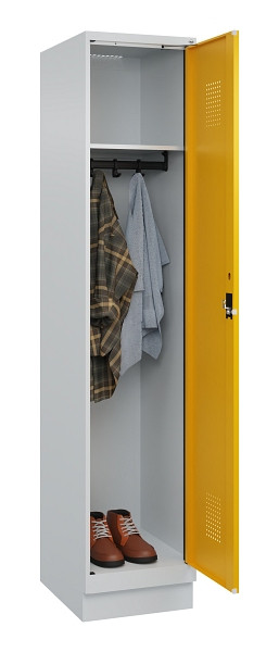 C+P Spind Evolo PLUS, mit Sockel, 1 Abteil, 1950x400x500mm, 7035/1004, Verschluss Zylinderschloss, Ablageböden 1, 049020-12 S10027