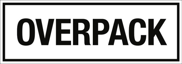 Moedel Gefahrzettel Text OVERPACK, Folie, 148x52 mm, VE: 500 Stück/Rolle, 95503