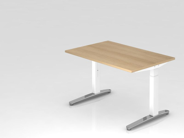 Hammerbacher Schreibtisch C-Fuß 120x80cm Eiche/Weiß, poliert, Rechteckform, VXB12/E/WC