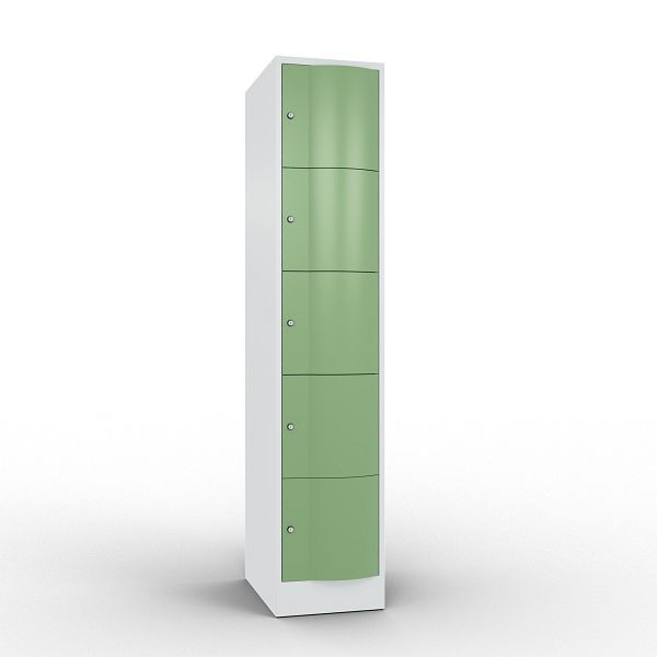 C+P XL-Schließfachschrank Resisto, 5 Fächer, H1950B396T640 mm, Grau/Resedagrün, 8570-173 S10005