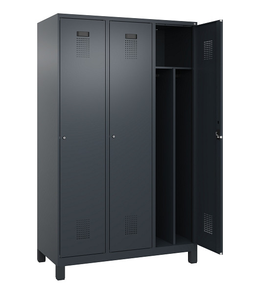 C+P Spind Evolo PLUS, mit Füßen, 3 Abteile, 1950x1200x500mm, 7016/7016, Verschluss Zylinderschloss, 049010-32F S10043