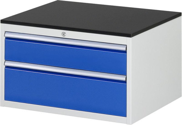 RAU Schubladenschrank Serie 7000, B770xT650xH460mm, Schubladen: 1xH150, 1xH210mm, Arbeitsplatte melaminharzbeschichtet, 03-XL2.11A-M.11