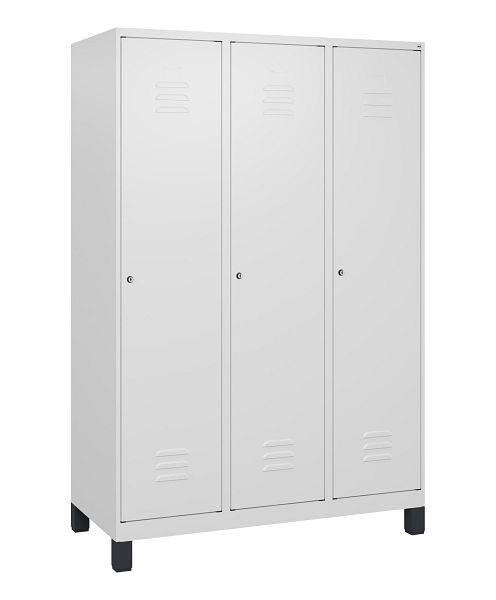 C+P Umkleidespind Classic PLUS mit Mitteltrennwand, Füße, 3 Abteile, 1800x1200x500mm, 9016/9016, Zylinderschlösser, 0800107-32F S10029