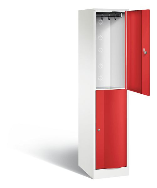 C+P Spind doppelstöckig Resisto, H1950xB396xT540mm, Farbe: Verkehrsweiß / feuerrot, 8270-172 S10071