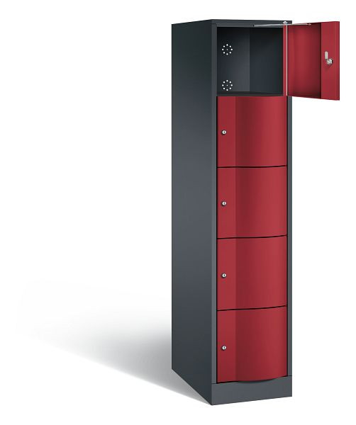 C+P XL-Schließfachschrank Resisto, H1950xB396xT640mm, Farbe: Schwarzgrau / Rubinrot, 8570-173 S10039