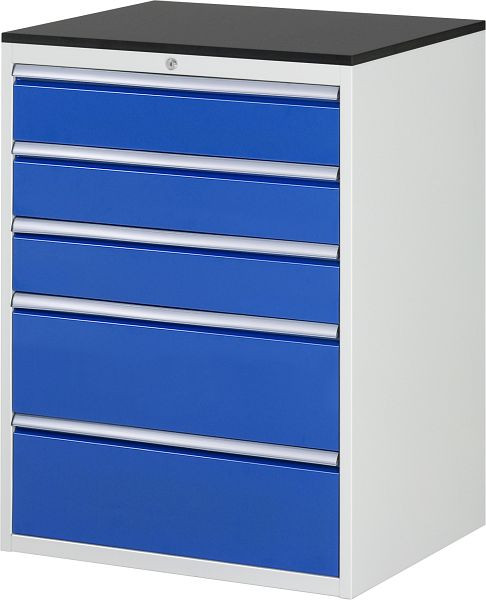 RAU Schubladenschrank Serie 7000, B770xT650xH1030mm, Schubladen: 3xH150, 2xH240mm, Arbeitsplatte melaminharzbeschichtet, 03-XL7.4A-M.11