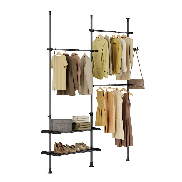 SoBuy Garderobenständer mit 2 Ablagen 62x75x200 cm, Funktional, FRG34-II-SCH