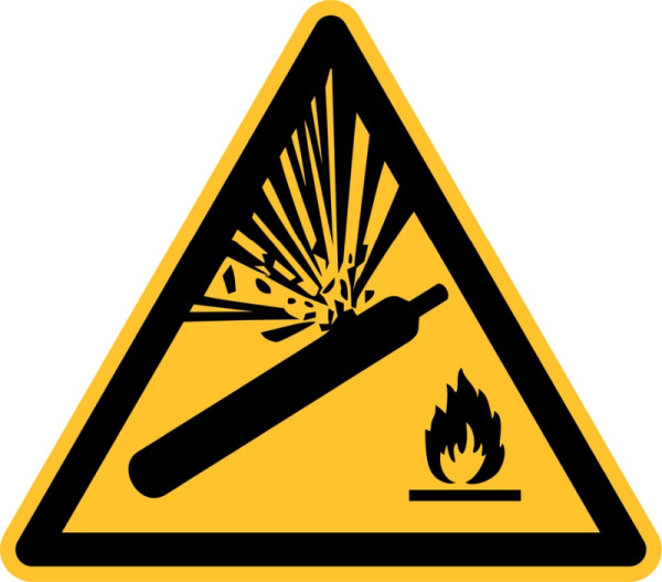 Eichner Warnschild "Warnung vor Gasflaschen", Seitenlänge 31,5 cm, Aluminium geprägt, Stärke 0,4 mm, 9225-12064-031