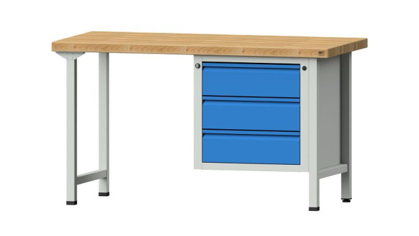 ANKE Werkbänke Kombiwerkbank, Modell 706 E, 1500 x 700 x 850 mm, RAL 7035/5012, BMP 50 mm, 510.517
