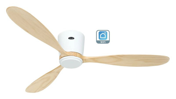 CasaFan Deckenventilator Eco Plano Wood Lack weiß-Massivholz natur WiFi, 313292W