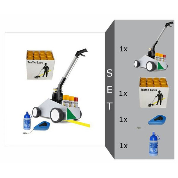 Stein HGS Markierwagen -Perfect Striper- Komplett-Set, Markierwagen -Perfekt Striper-, inkl. 1 Karton (12 Dosen), Markierfarbe -Traffic Extra-, gelb, 10156-02