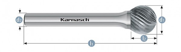 Karnasch Hartmetall-Frässtift unbeschichtet KUD/ HP-2 d1=12 / l2=11,0 / d2=6 / l1=56mm, VE: 3 Stück, 113030080