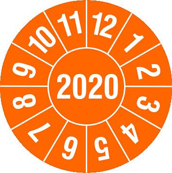 SafetyMarking Prüfplakette - mit Jahresfarbe, Jahreszahl: 2019, Jahr der Prüfung: 2019, Ø 3 cm, Folie, selbstklebend, VE: 15 Stück/Bogen, 30.3681-2019