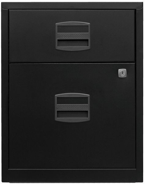 Bisley mobiler Beistellschrank PFA, 1 Universalschublade, 1 HR-Schublade, schwarz, PFAM1S1F633