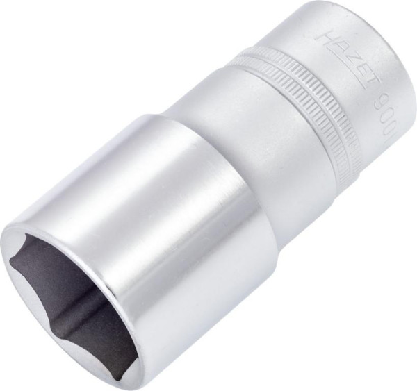 Hazet Steckschlüsseleinsatz, Sechskant, Vierkant hohl 12,5 mm (1/2 Zoll), 32 mm, Lange Ausführung Mit Rändelung, 900LG-32