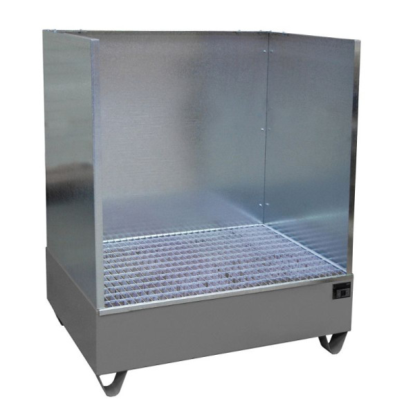 STEIN HGS Auffangwanne Serie 2000/SW, mit Spritzschutzwand, 215 Liter, RAL 7005 mausgrau, Gesamthöhe 1360 mm, lackiert, 4 x 200 Liter Fass, 79195.0011