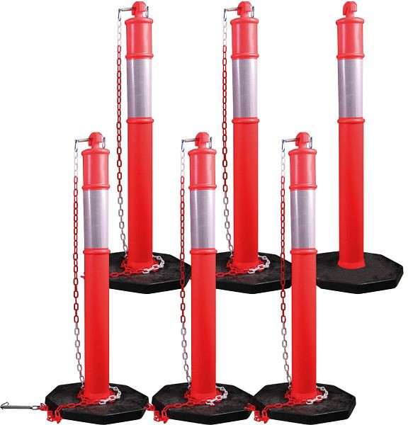 Kunzer Absperrpfostensatz mit 6 Pfosten komplett und 5 Stück Kunststoffkette, 7APS06