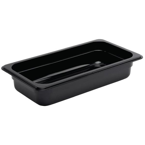 Vogue GN-Behälter GN1/3 schwarz 65mm, nur die Polycarbonat GN-Deckel sind geeignet für diesen Behälter, U462