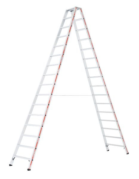 HYMER Stufenstehleiter, beidseitig begehbar, 2x16 Stufen, Standhöhe 3,22 m, 802432