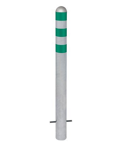 DENIOS Ladesäulen Rammschutz-Poller aus Stahl, H 800 mm, Ringe grün, zum Einbetonieren, 280375