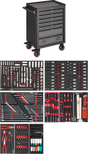 VIGOR Werkstattwagen Series L, mit Sortiment, Anzahl Werkzeuge: 376, V1901/376