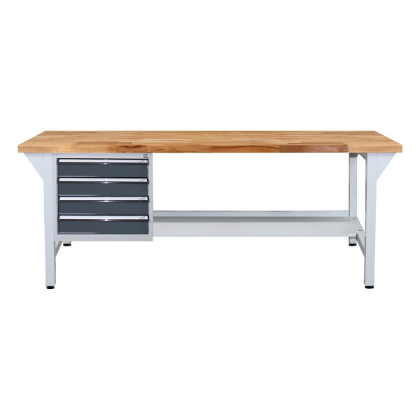 ADB Werkbank mit Schubladenbox-4 Schubladen, H850xB2000xT750mm, RAL 7035, 42673