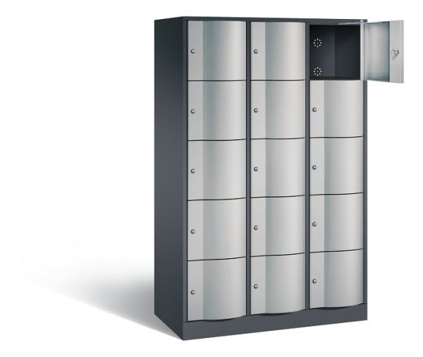 C+P Schließfachschrank Resisto, H1950xB1148xT540mm, Farbe: Schwarzgrau / Weißaluminium, 8570-372 S10089