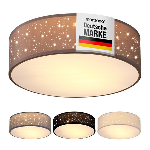 monzana Deckenlampe Taupe Stoff Ø30cm Sternenhimmel, 109406