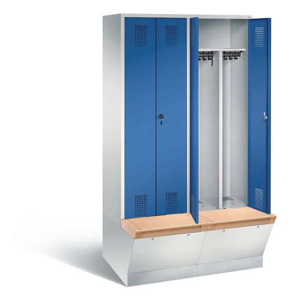 C+P Schwarz-Weiss-Spind Evolo, H2090xB1190xT815mm, Farbe: Lichtgrau / Enzianblau, 48056-40 S10232