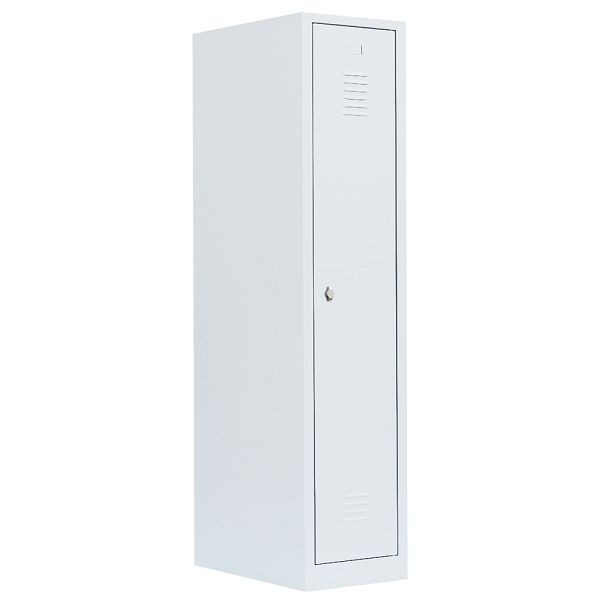 Lüllmann Stahl-Kleiderschrank / Garderobenschrank, 1800 x 415 x 500 mm, Signalweiß, 515117