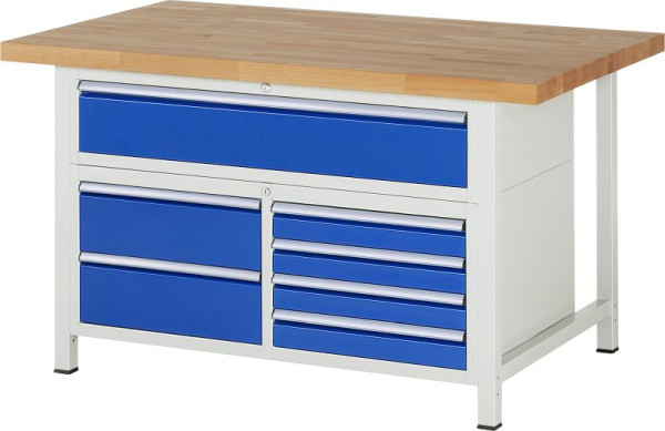 RAU Werkbank Serie 8000 - Modell 8921, B1500 x T900 x H840 mm, Systemunterbau B1235 x T850 x H800 mm, 03-8921A2-159B4S.11