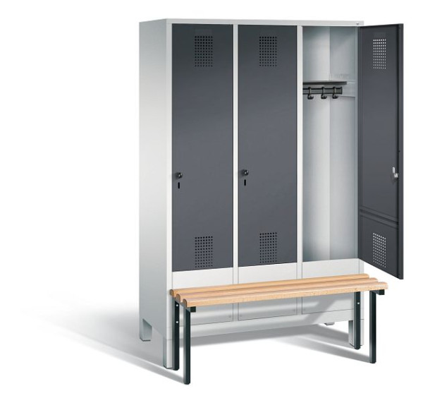 C+P Garderobenschrank Evolo, H1850xB1200xT815mm, Farbe: Lichtgrau / Schwarzgrau, 48030-32 S10033