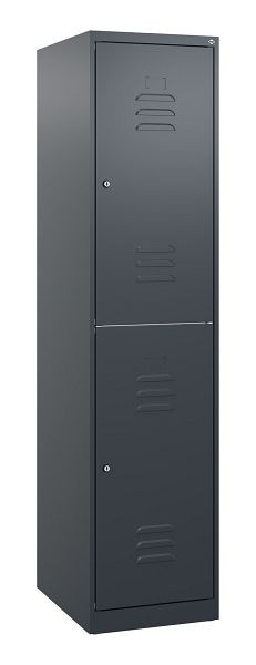 C+P Doppelstöckiger Spind Classic PLUS, 1700x400x500mm, 7016/7016, Zylinderschlösser, 0803007-12 S10023