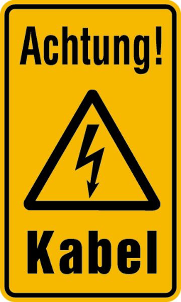 Schilder Klar Achtung! Kabel, 120x200x0.45 mm Aluminium geprägt, 217/51