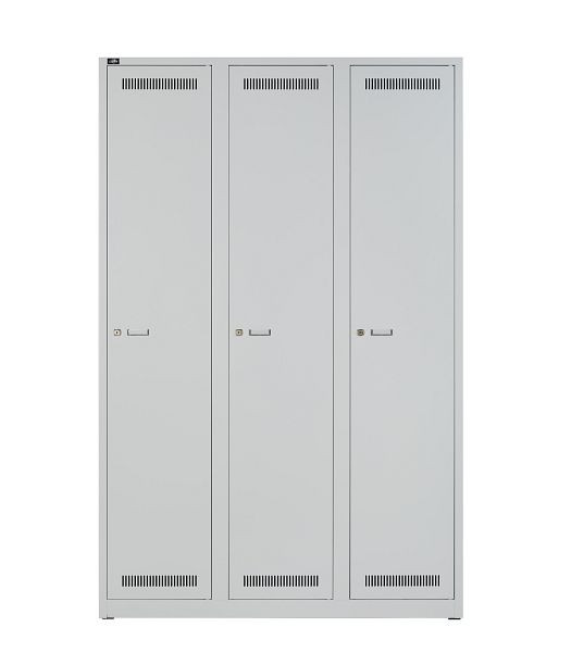 Bisley LIGHT Garderobenschrank 3 Abteile 400, lichtgrau, GL12T1245