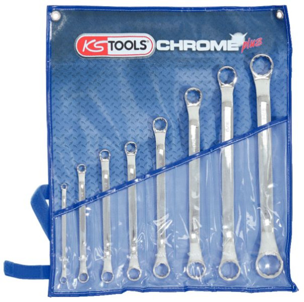 KS Tools CHROMEplus Doppel-Ringschlüssel-Satz, gekröpft, 8-teilig, 518.3100