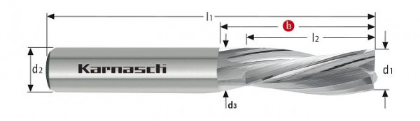 Karnasch VHM-Schlichtfräser lang HSC/HPC d=16,0 mm geläppt Linksspirale, rechtsschneidend, 3062331600