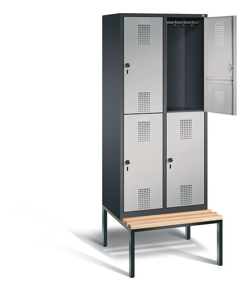 C+P Spind doppelstöckig Evolo, H2090xB810xT815mm, Farbe: Schwarzgrau / Weißaluminium, 48350-22 S10005