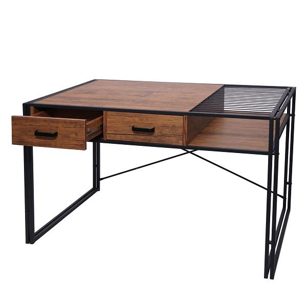 Mendler Schreibtisch HWC-H91, Bürotisch Computertisch, Industrial 76x120x70cm, braun, 74452+74453