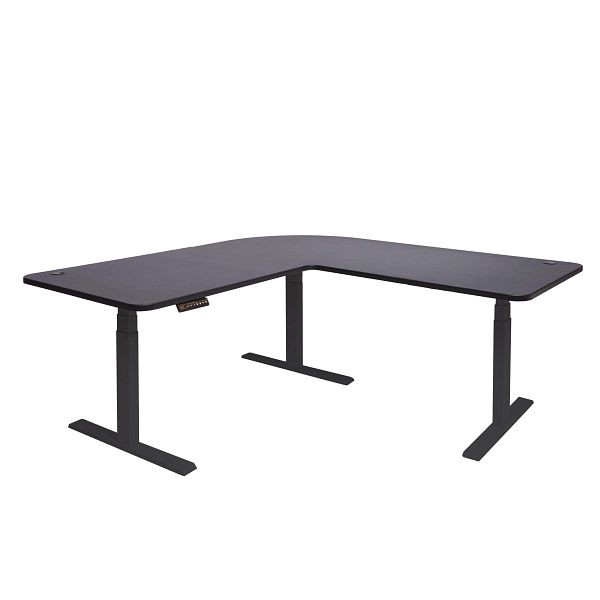 Mendler Eck-Schreibtisch HWC-D40, Computertisch, elektrisch höhenverstellbar 178x178cm 84kg, schwarz, schwarz, 62776+62773