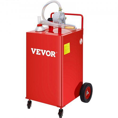 VEVOR Fuel Caddy Kraftstoffspeichertank 35 Gallonen 4 Räder mit manueller Pumpe, Rot, SYJYCHSGJL435EQSPV0
