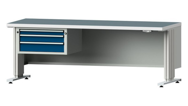 ANKE Werkbänke Arbeitstisch LIFT mit Unterbau, Modell 522 VL, 2000 x 800 x 740-1140 mm, RAL 7035/5010, KSP 40 mm, 405.341