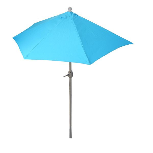 Mendler Sonnenschirm halbrund Parla, Halbschirm Balkonschirm, UV 50+ Polyester/Alu 3kg, 270cm türkis ohne Ständer, 52379