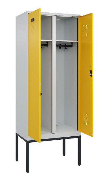 C+P Schwarz-Weiß-Spind Evolo PLUS, Gestell, 2 Abteile, 2120x800x500mm, 7035/1023, Zylinderschloss, 0490327-22 S10028